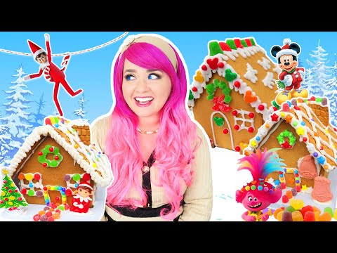 Christmas Gingerbread Houses Decorating | Elf on the Shelf, Trolls & Mickey Mouse Cookie Houses