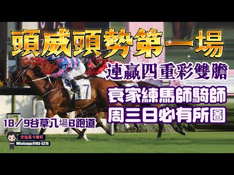 頭威頭勢第一場連贏四重彩雙膽18/9谷草八場B跑道.衰家練馬師騎師周三日必有所圖.