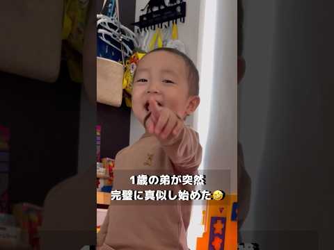 【癒し】1歳の弟が3歳のお兄ちゃんを完コピ！成長の早さにびっくり！#兄弟 #1歳 #成長記録 #shorts