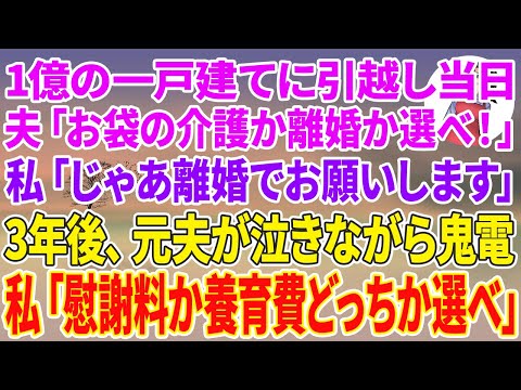 【スカッとする話】1億の一戸建てに引越し当日、夫「お袋の介護か離婚か選べ！」私「じゃあ離婚でお願いします」3年後、元夫が泣きながら鬼電→私「慰謝料か養育費どっちか選べ」