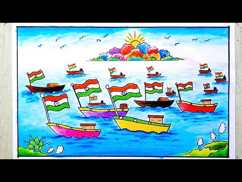 Independence day Beautiful Drawing | Independence day easy drawing | 15th August Drawing 🇮🇳