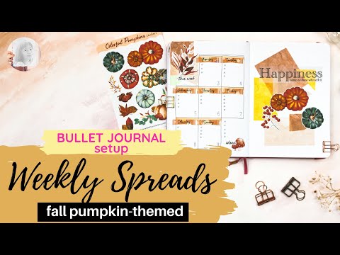 autumn themed| weekly log bullet journal ideas| October 2022| PLAN WITH ME| fall sticker & printable