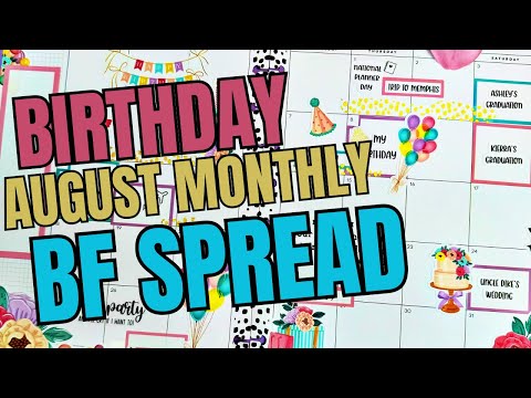 PLAN WITH ME | BF AUGUST MONTHLY | BIRTHDAY MONTHLY SPREAD