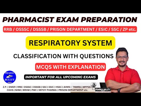 RESPIRATORY DRUGS CLASSIFICATION & PYQ / RRB PHARMACIST EXAM 2024 / OSSSC / DSSSB /PRISON PHARMACIST