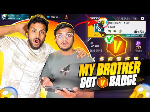 My Brother Got V badge In His Id 😱 - Garena Free Fire Max