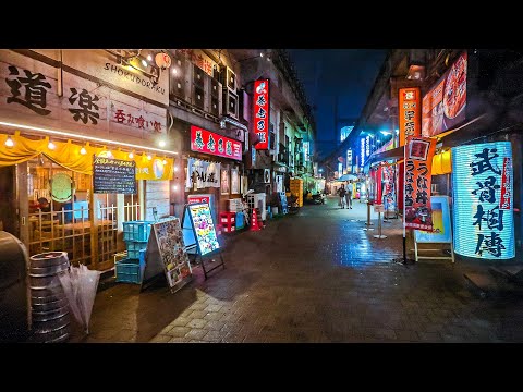 Rainy night walk around Tokyo Ueno, Japan • 4K HDR