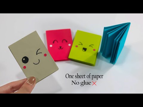 Mini Notebook from ONE sheet of Paper - NO GLUE - How to make notebook - Easy Paper Crafts