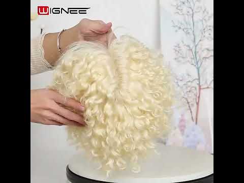 Wignee 613 Blonde Lace Frontal Curly Human Hair Wigs Glueless Brazilian Hair Short Pixie Cut Wig Fo