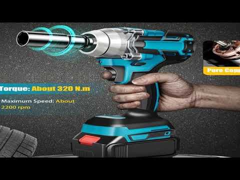 320N.M Brushless Impact Wrench with 6 Sleeves Handheld Electric Wrench Screwdriv