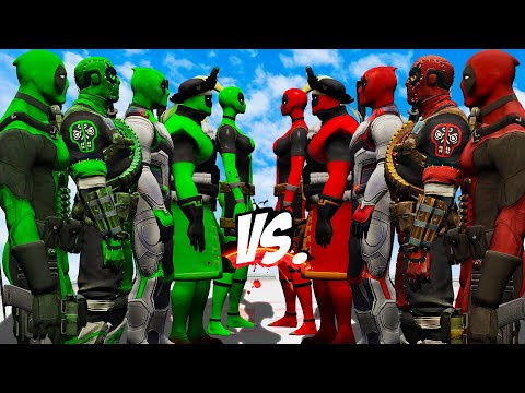 TEAM GREEN DEADPOOL vs TEAM DEADPOOL - DEADPOOL BATTLE - EPIC SUPERHEROES WAR