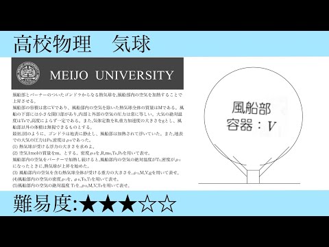 高校物理　熱気球と浮力(名城大学2022過去問)