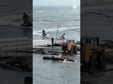 Part of Santa Cruz wharf collapses amid high surf warning along California coast