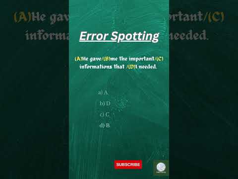 Error Spotting Asked In SSC exams| Sentence improvement #ssc #english #leanenglish #learn #language