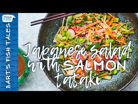 Japanese salad with SALMON tataki | Bart van Olphen