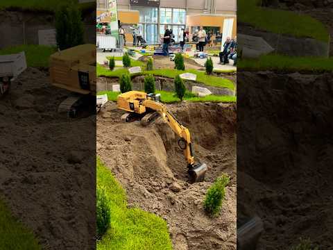 RC Excavator Caterpillar Construction in Action, Miniatur-Baustelle in Aktion: Beeindruckende