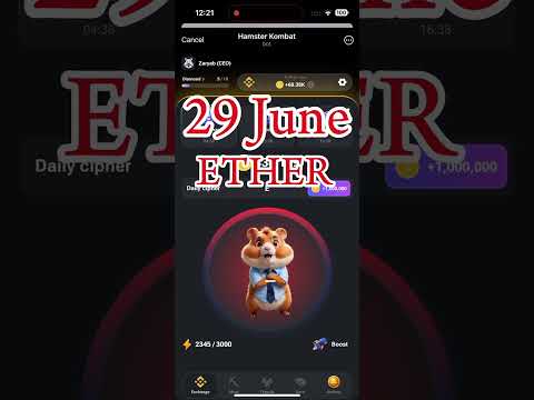 29 June Daily cipher code hamster Kombat #hamsterkombat #ciphercodes #hamsters