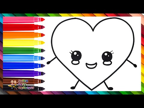 Draw And Color A Cute Heart ❤️🌈 Drawings For Kids