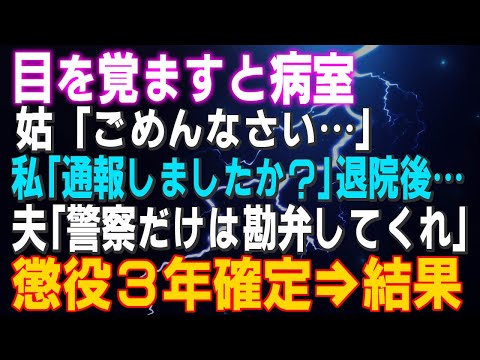 【スカッとする話】目を覚ますと病室 姑「ごめんなさい…」私「通報しましたか？」退院後…夫「警察だけは勘弁してくれ」懲役３年が確定し刑務所へ…結果