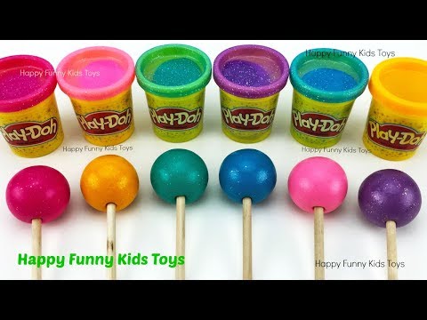 Learn Colors with Play Doh Lollipop and Cookie Molds Surprise Toys Shopkins Mini Packs Kinder Egg