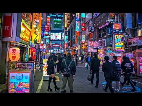 Japan evening walk in Shinjuku, Tokyo • 4K HDR