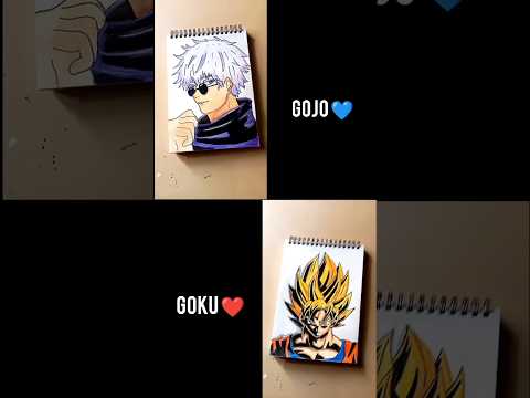 Gojo 💙 vrs Goku ❤️comment me #anime #gojo #goku #art #shorts