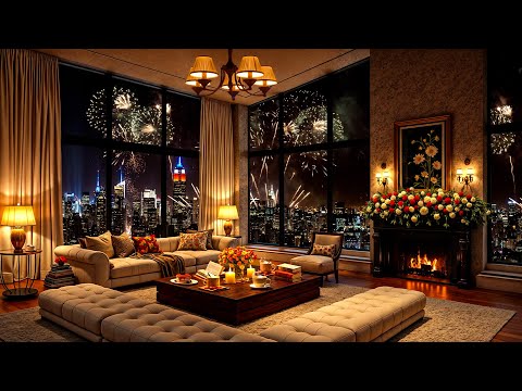 New Year's Eve Ambience at New York 🌃 Cozy Apartment with Elegant Jazz Saxophone Music & Fireworks 🎇