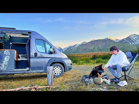 ALONE Van camping In Yukon WILDERNESS | Butter Chicken over fire