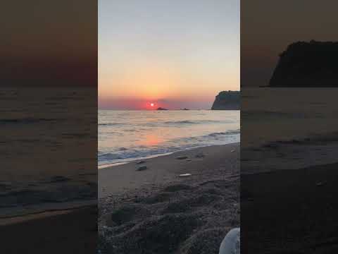 Beautiful sunset view at Buljarica beach in Montenegro filled with relaxing sounds of the sea.