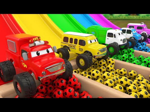 Surprise Soccer Ball Kids Songs - Wheels On the Bus song - Baby Nursery Rhymes & Kids Songs