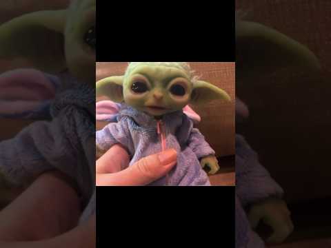 Baby Yoda and Delilah hang out with a little bitty baby #babyyoda #siliconedolls