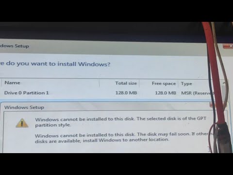 Windows cannot be installed to this disk. The selected disk is of the GPT partition style.Windows