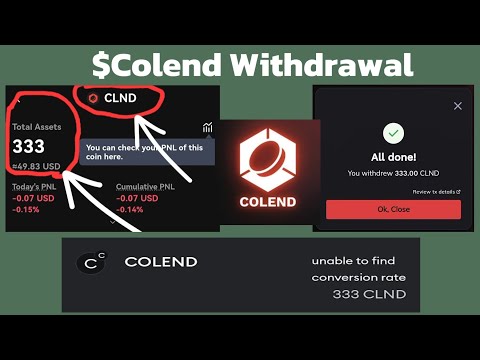 Satoshi Update: How to withdraw colend | Colend claim is now live