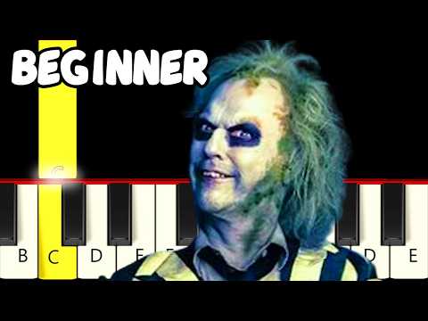 Beetlejuice Beetlejuice Theme - Halloween - Fast and Slow Piano Tutorial - Beginner