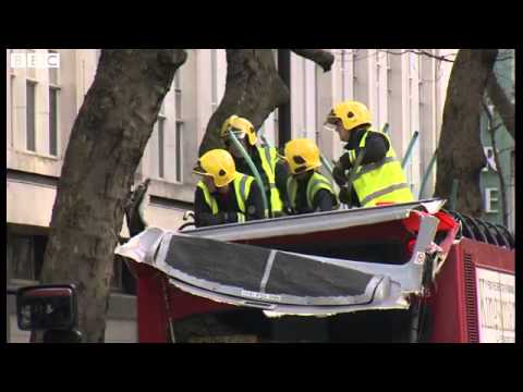 BBC News   Bus roof  ;peels off  in central London accident