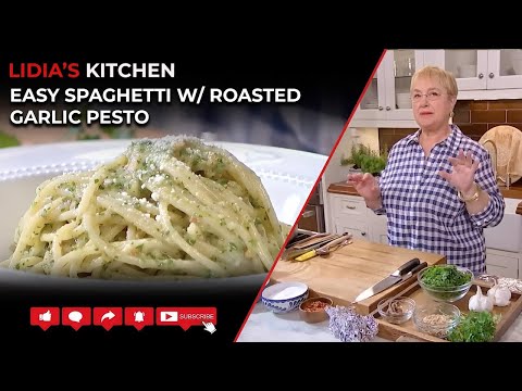 Easy Spaghetti with Roasted Garlic Pesto