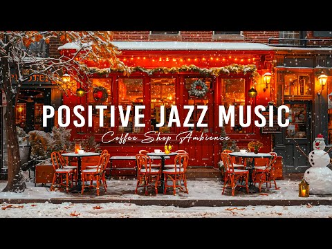 Positive Jazz for Studying, Working, and Focusing – Outdoor Coffee Ambience and Gentle Snow Falling