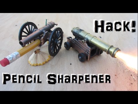 Mini Cannon! Made from pencil sharpener! - (Hack!)