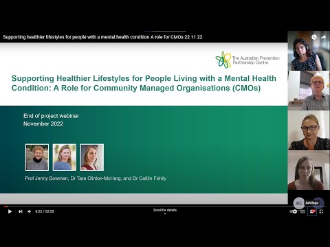 Seminar: Supporting healthier lifestyles for people with mental health conditions - a role for CMOs