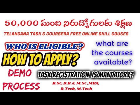 TELANGANA TASK COURSERA FREE ONLINE SKILL COURSES IN DETAILED! SKILL TRAINING TO 50,000 UNEMPLOYED!