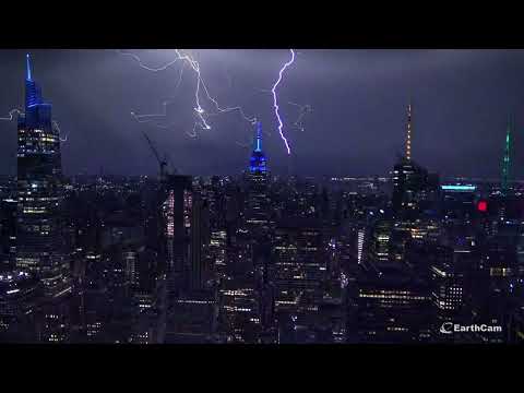 Lightning Strikes New York City Skyline