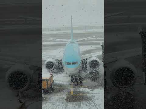 韓國仁川機場 百年一見的11月初雪 超大雪