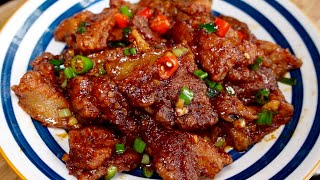 脆爆花腩肉🐷超好吃！香香辣辣的，配饭一级棒🍚Crispy pork belly with sauce pork 🐷 super delicious!  Spicy fragrant