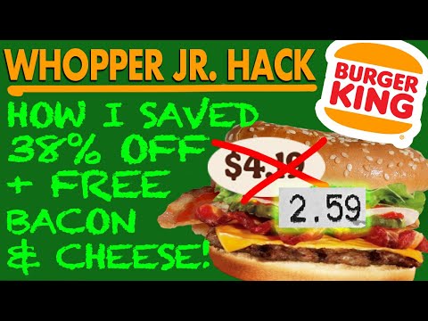 BK WHOPPER JR HACK -I SAVED 38% OFF + FREE Bacon & FREE Cheese!! A Burger King menu hack saved me $$