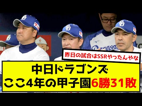 【悲報】中日ドラゴンズ、ここ4年の甲子園6勝31敗w（なんj.2ch.5chまとめ）