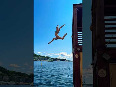 Dive 💦 jumping into Oslo! Would you jump? #circus #dive #acrobatics #dance #travel