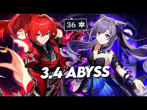 OG 5 Star DPS' Diluc & Keqing Destroy Spiral Abyss 3.4 Floors 9-12! 36 Stars Clear! (Genshin Impact)