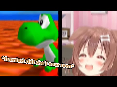 Korone losing her sh*t over Yoshi's face