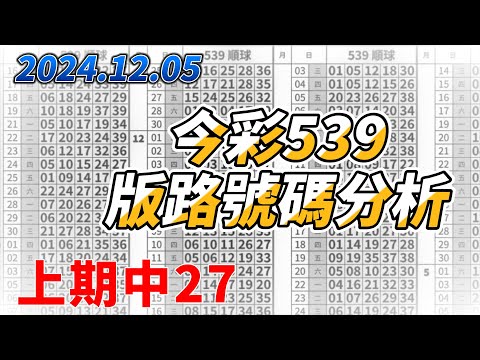 【今彩539】 【上期中27】【2024/12/05】【今彩539參考號碼：08 10 15 20 25】【本期特別參考號碼：03 17 36】