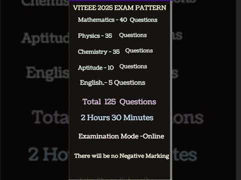 VITEEE 2025 EXAM PATTERN | VITEEE 2025 Registration Starts | #viteee