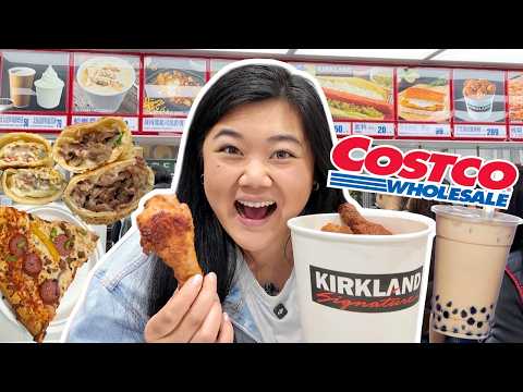 Trying EVERYTHING at TAIWAN COSTCO FOOD COURT! boba, bulgogi bake, fried chicken, combo pizza + more